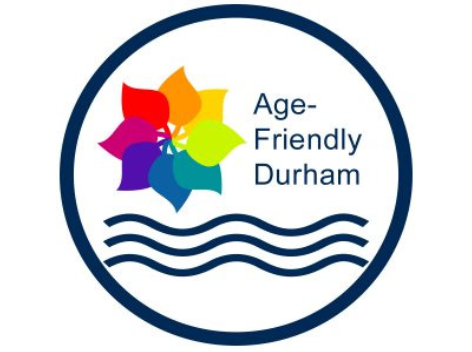 Age-friendly Durham's logo of a three wavy lines inside a circle