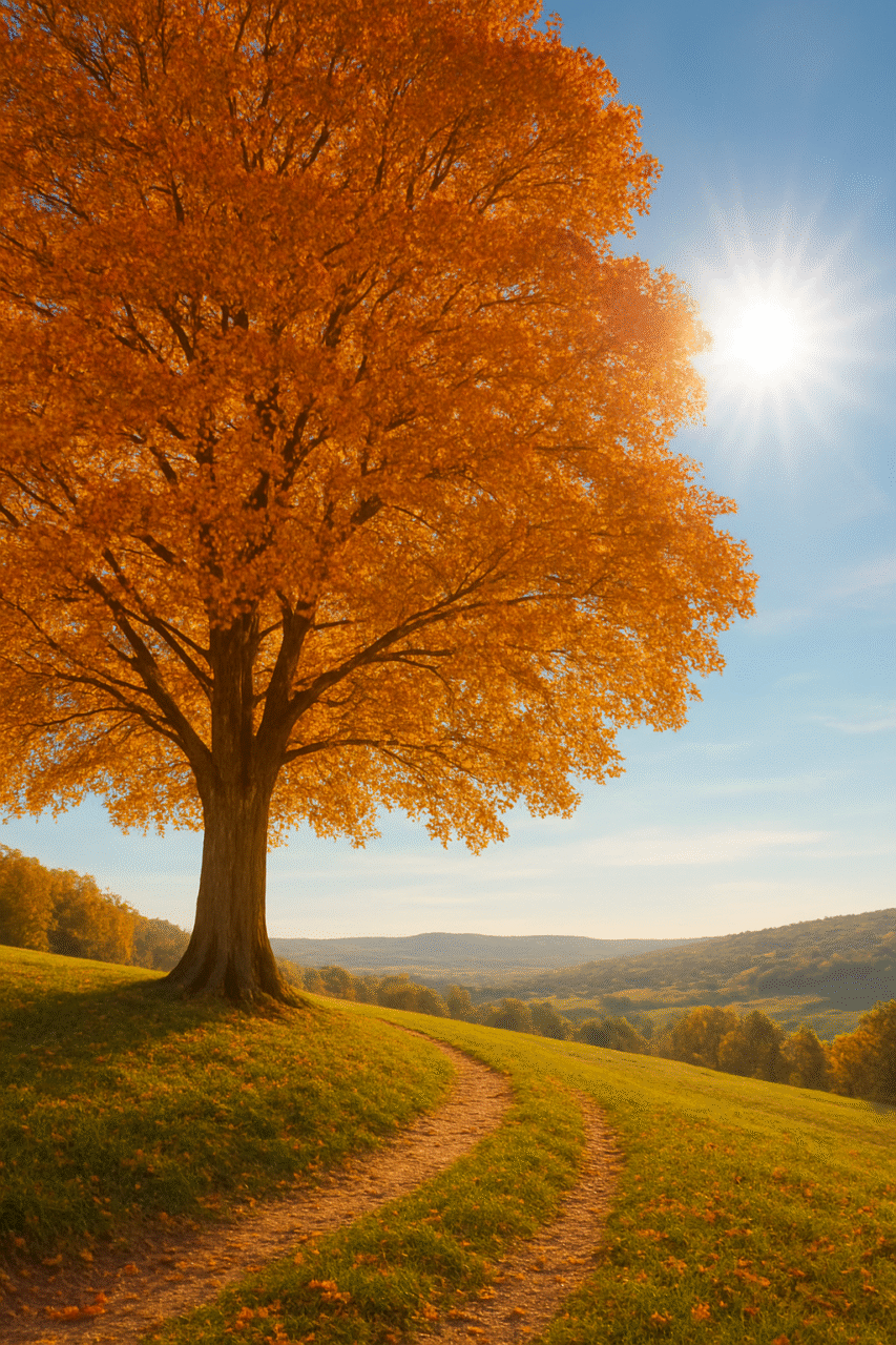Image of tree on a beautiful autumn day in Wales