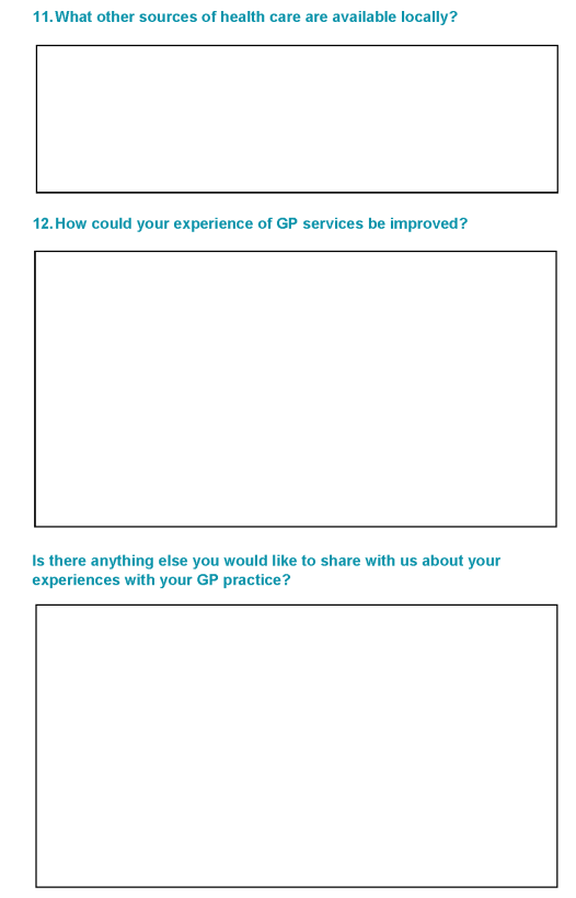 Tudalen 5 o Arolwg Mynediad at Feddygon Teulu'r Comisiynydd. // Page 5 of the Commissioner's Access to GP Survey.